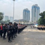 Brimob Batalyon D Pelopor Siagakan Personel Pengamanan Penyampaian Aspirasi di Jakarta Pusat